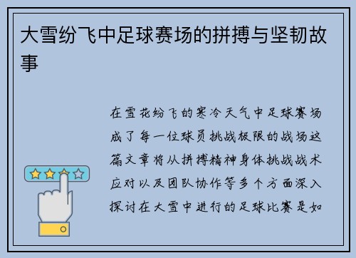 大雪纷飞中足球赛场的拼搏与坚韧故事