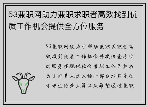53兼职网助力兼职求职者高效找到优质工作机会提供全方位服务